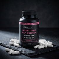 Night Time Fat Burner bottle with white capsules