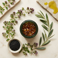 Aura Oregano ingredients flat-lay