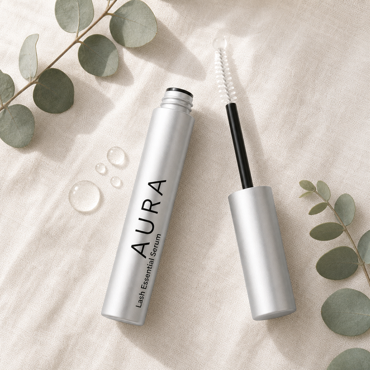 Aura Lash Essential Serum flat lay